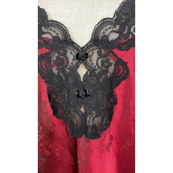 Vintage California Miss M Red Lace Slip Dress Lingerie Nightgown Nightie Gothic - Picture 3 of 15